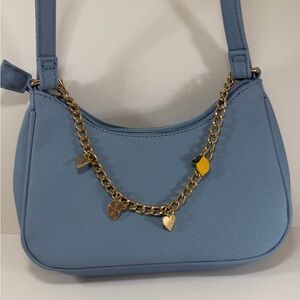 Blue Purse with Gold  Lemon Chain